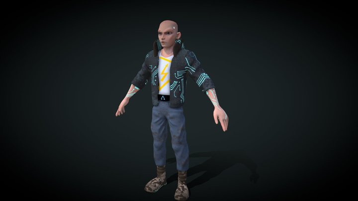 lowpoly cyberpunk boy 3D Model