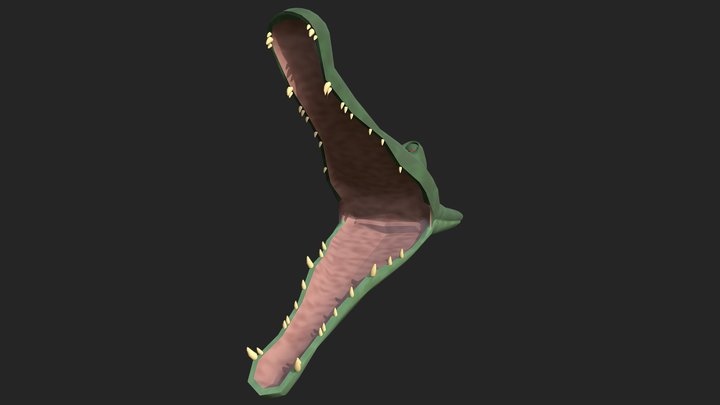 Low Poly Crocodile - Bite 3D Model
