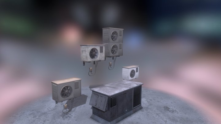 air conditioner units (game ready) 3D Model