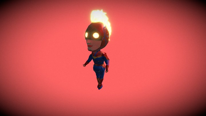 Captain Marvel Chibi (Animated) 3D Model
