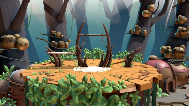 Brawlout stage jungle treetop 3D Model