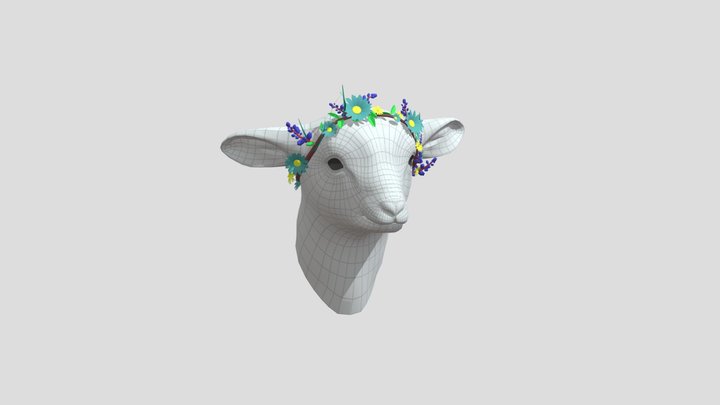 Lamb Flower Crown - UV Test 3D Model
