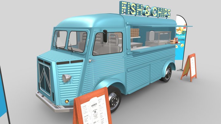Old Style Food Truck 3D Model