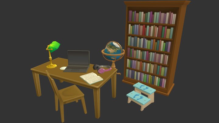 Library Props 3D Model