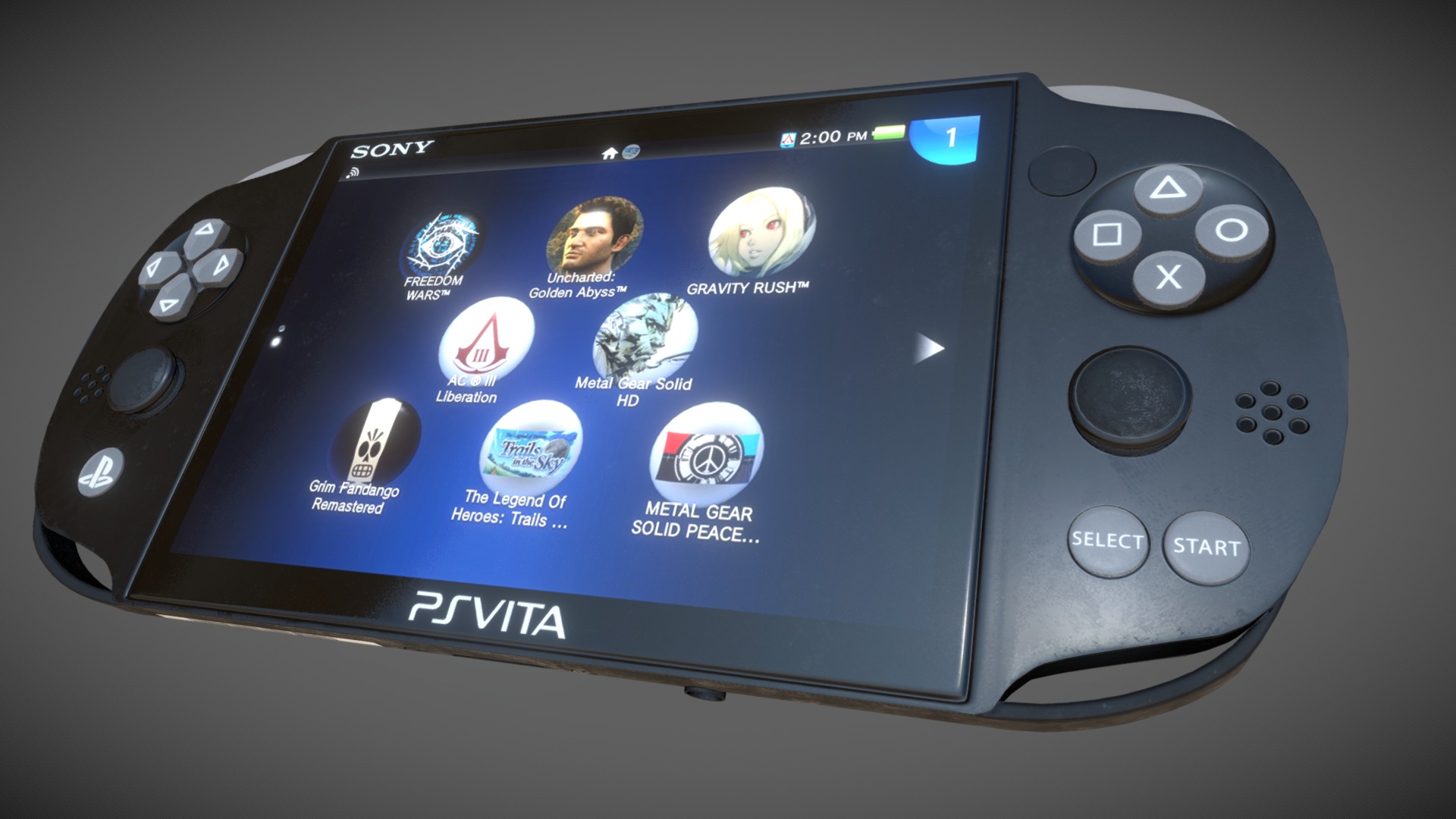 3D model Playstation Vita - This is a 3D model of the Playstation Vita. The 3D model is about a black rectangular device with a screen.