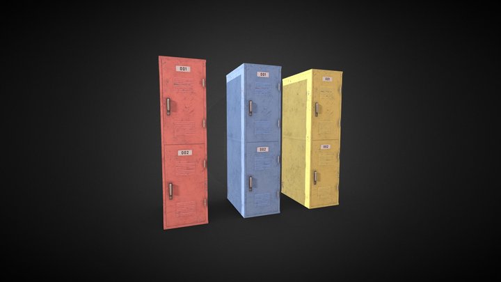 Colared School Lockers | Game Ready | 4K 3D Model