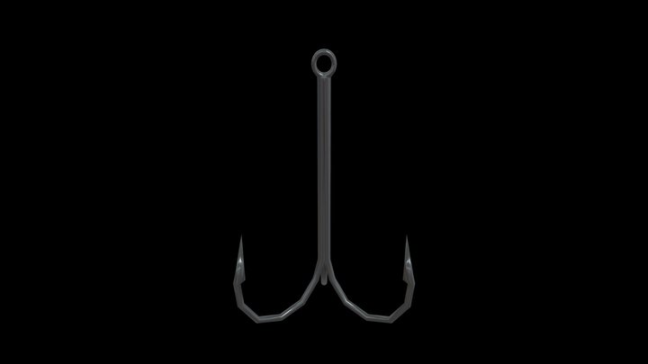 Low-Poly Fishing Treble Hook