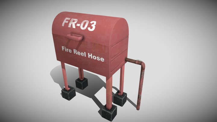 low-poly Fire Hose Reel 3D Model