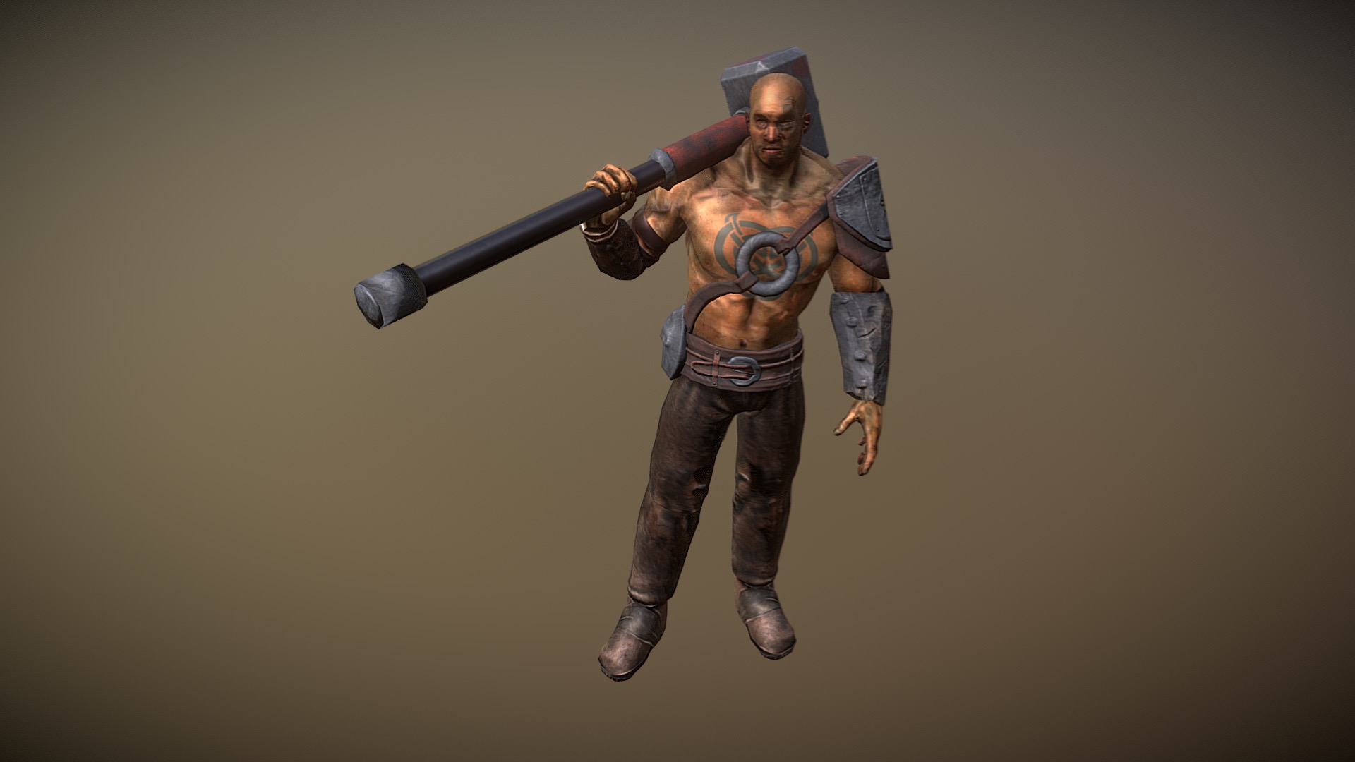 3D model Hamer warrior - This is a 3D model of the Hamer warrior. The 3D model is about a man in a garment holding a gun.