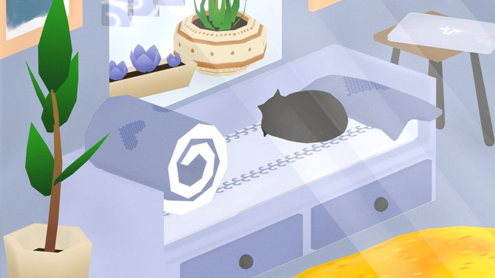 Cozy isometric artist room 3D Model