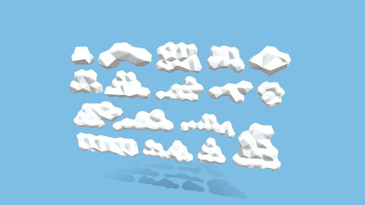 Low-Poly Clouds pack 3D Model