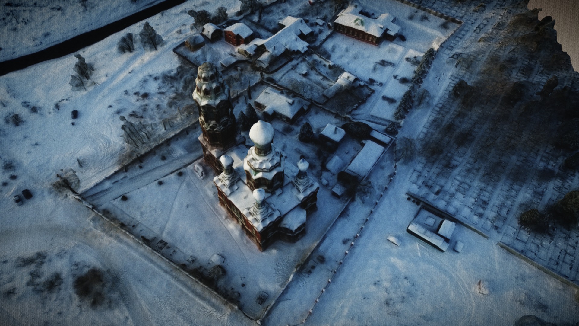 3D model Tarasovka Church - This is a 3D model of the Tarasovka Church. The 3D model is about a snow covered road.