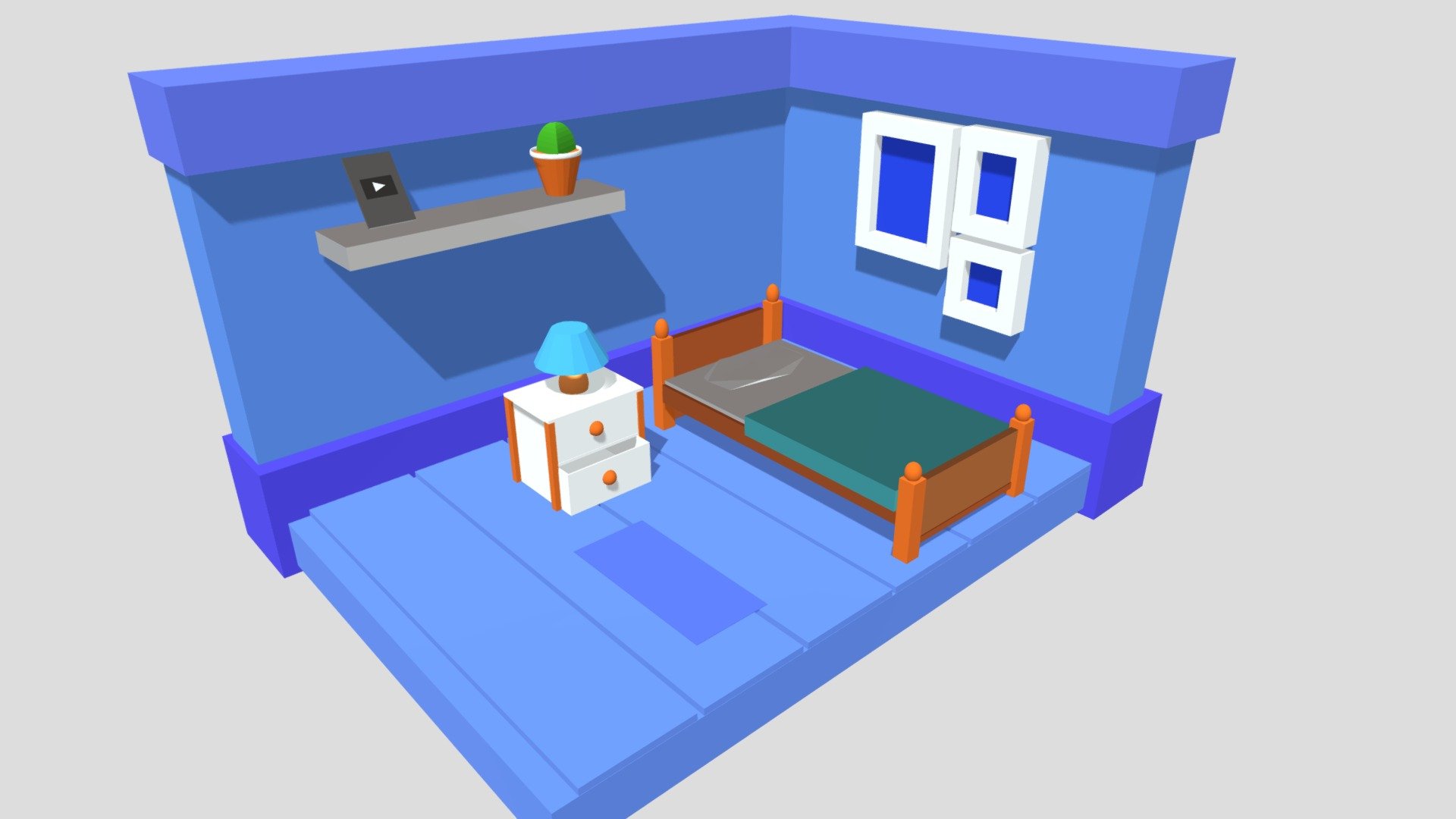 Low Poly Bedroom 3d Model By Rio Mr Rio [229e80e] Sketchfab