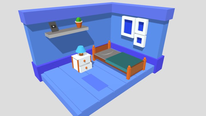 Low Poly Bedroom 3D Model