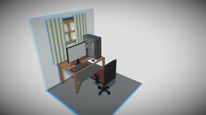 Cozy Humble Gamer Room 3D Model
