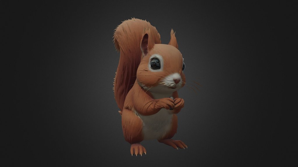 Small Red Squirrel Standing Realistic