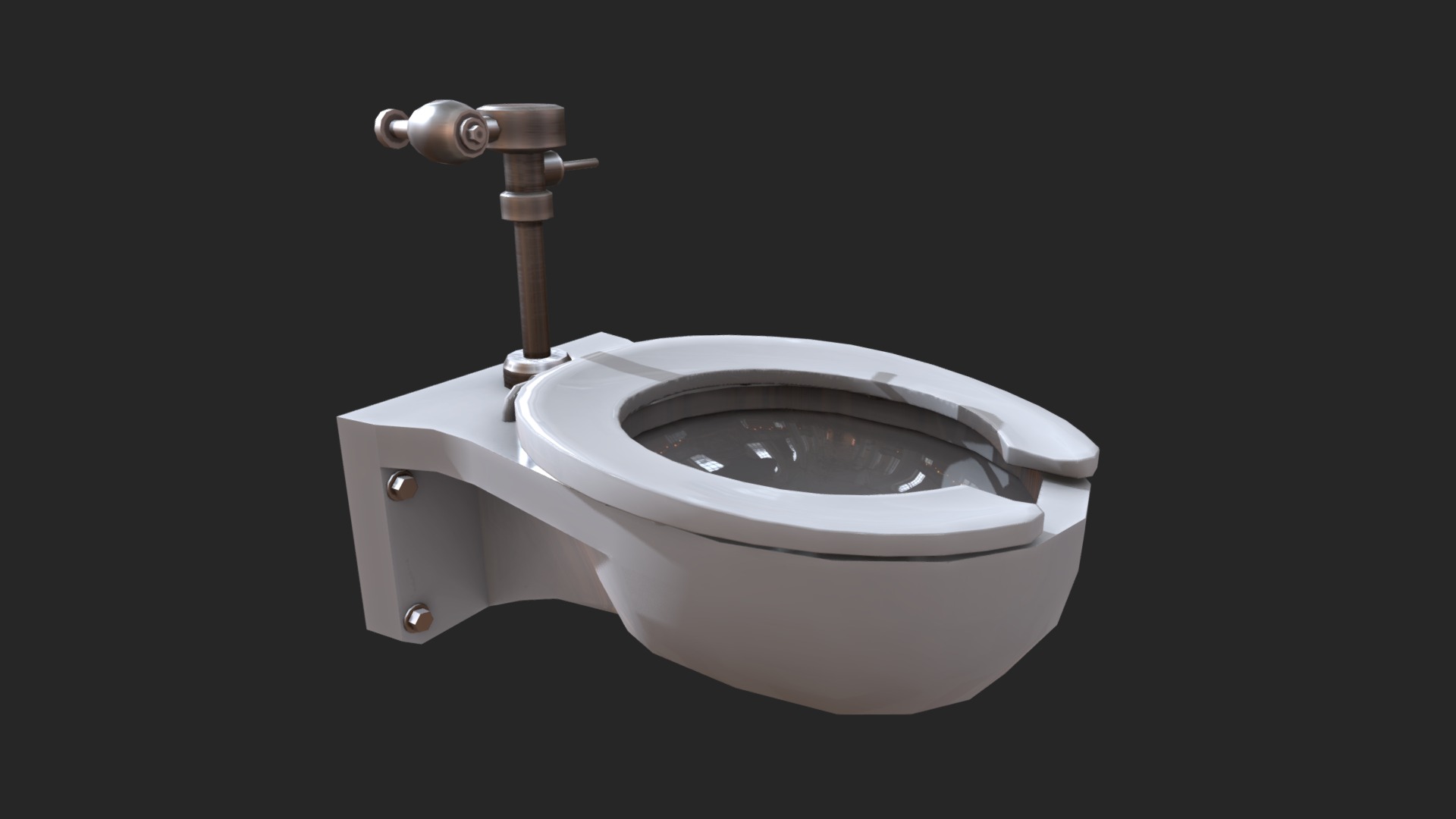 3D model Wall Toilet - This is a 3D model of the Wall Toilet. The 3D model is about a white toilet with a black background.
