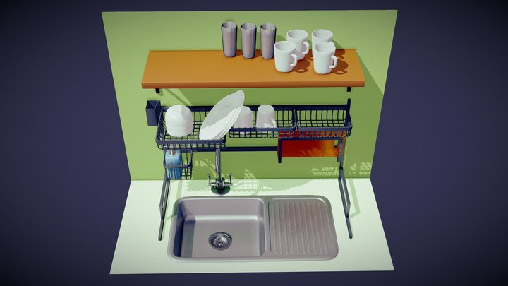 Sink & dish drainer (Fregadero y Secador) 3D Model