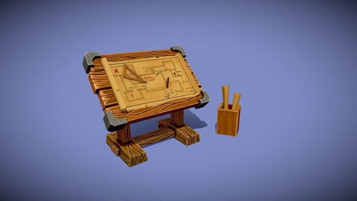 Low Poly Drawing Board 3D Model
