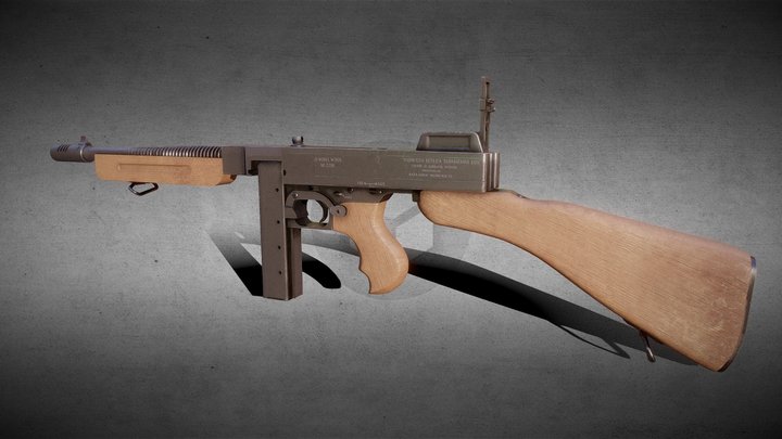 Thompson M1928 Replica Submachine Gun 3D Model