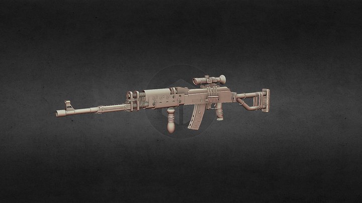 Homemade AK47 gun 3D Model