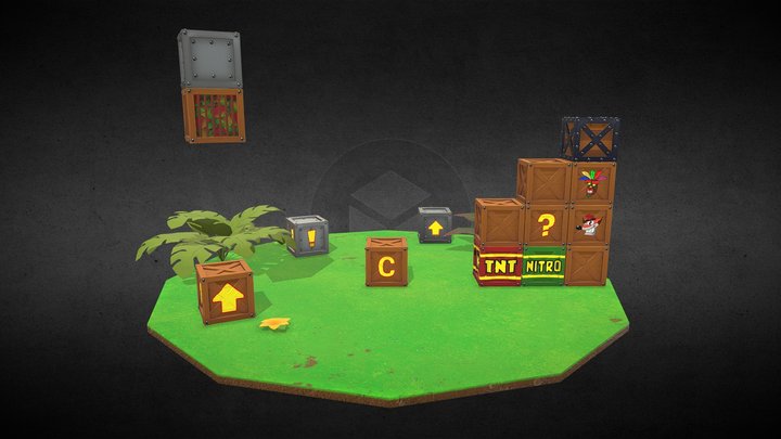 PRACTICE SCENE: STYLIZED CRASH BANDICOOT BOXES 3D Model