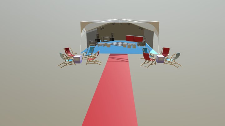 9m x 9m Clearspan Marquee with Solent Canopy 3D Model