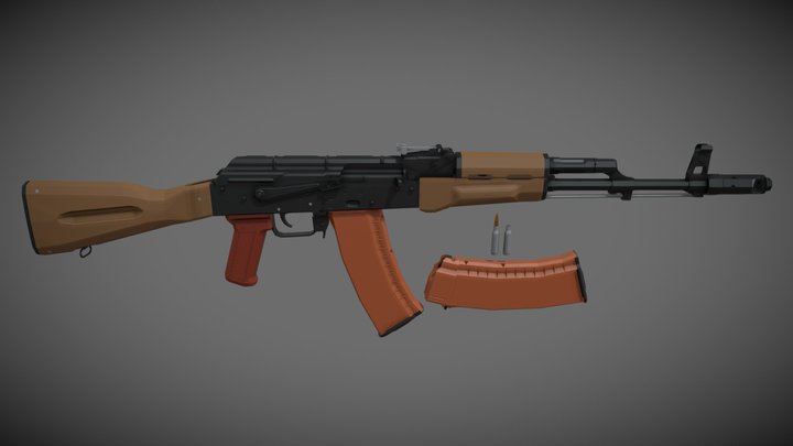 low-poly AK-74 – Free 3D Model STL