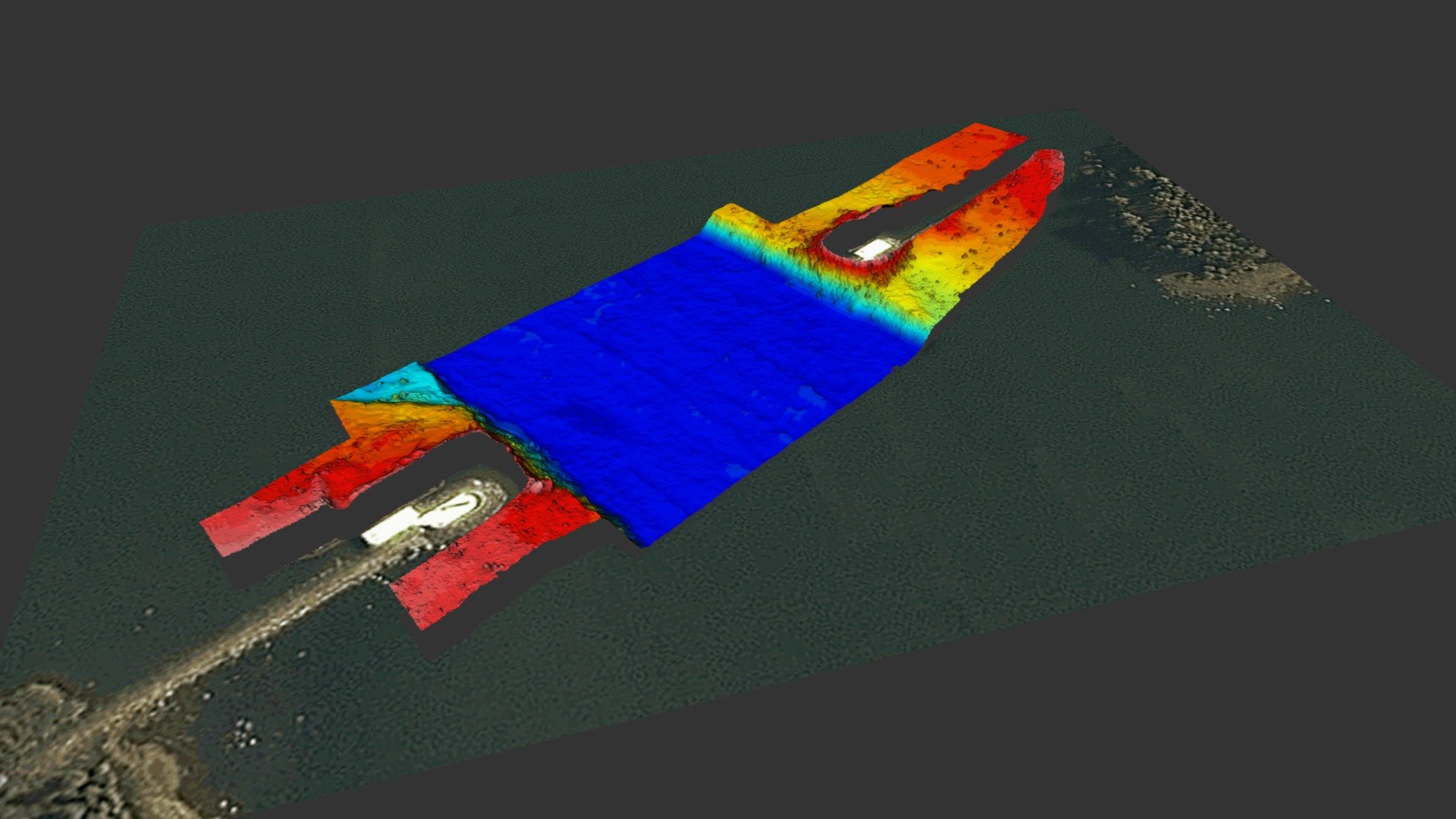 Two rock jetty breakwater at port entrance - 3D model by Aleksey ...