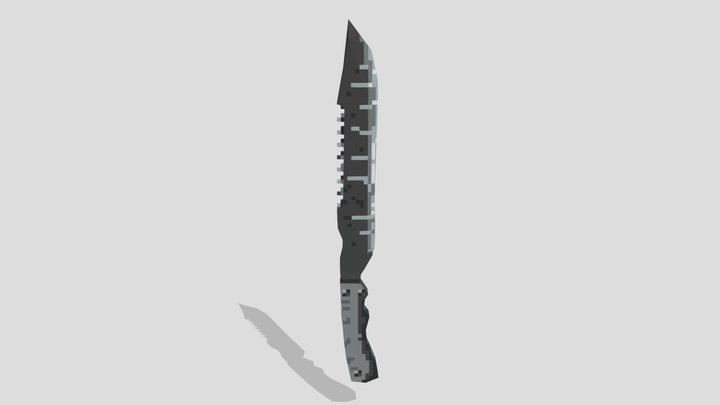 combat Machete low poly pixel textured 3D Model