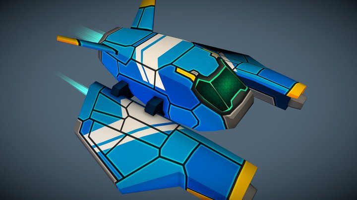 Sci-Fi Space Gun Fighter Ship (Standart) 3D Model