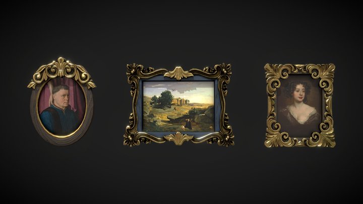 Framed Wall Paintings Set - low poly pack 3D Model
