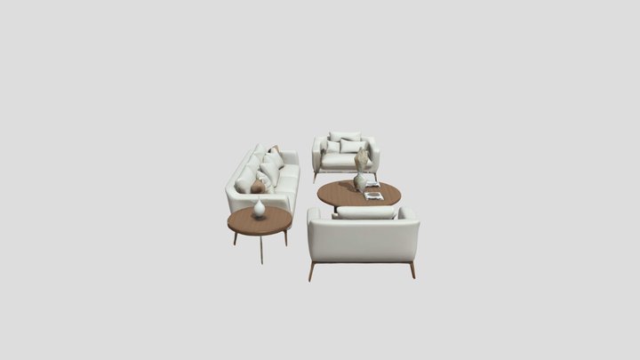 Modern Minimalist Sofa Set 3D Model