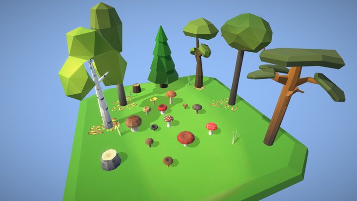 Mushroom Forrest 3D Model