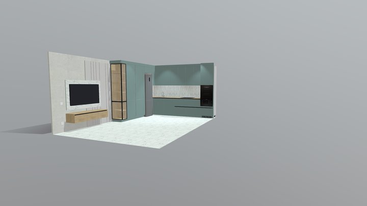 Кухня +ТВ зона Гагарина 2 для презент__3d_textur 3D Model