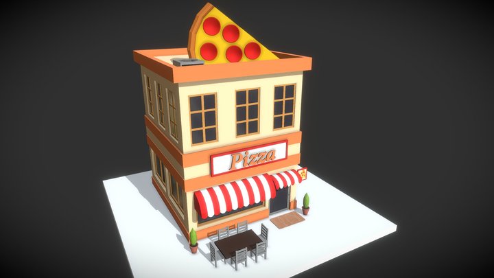 Low Poly Pizza 3D Model
