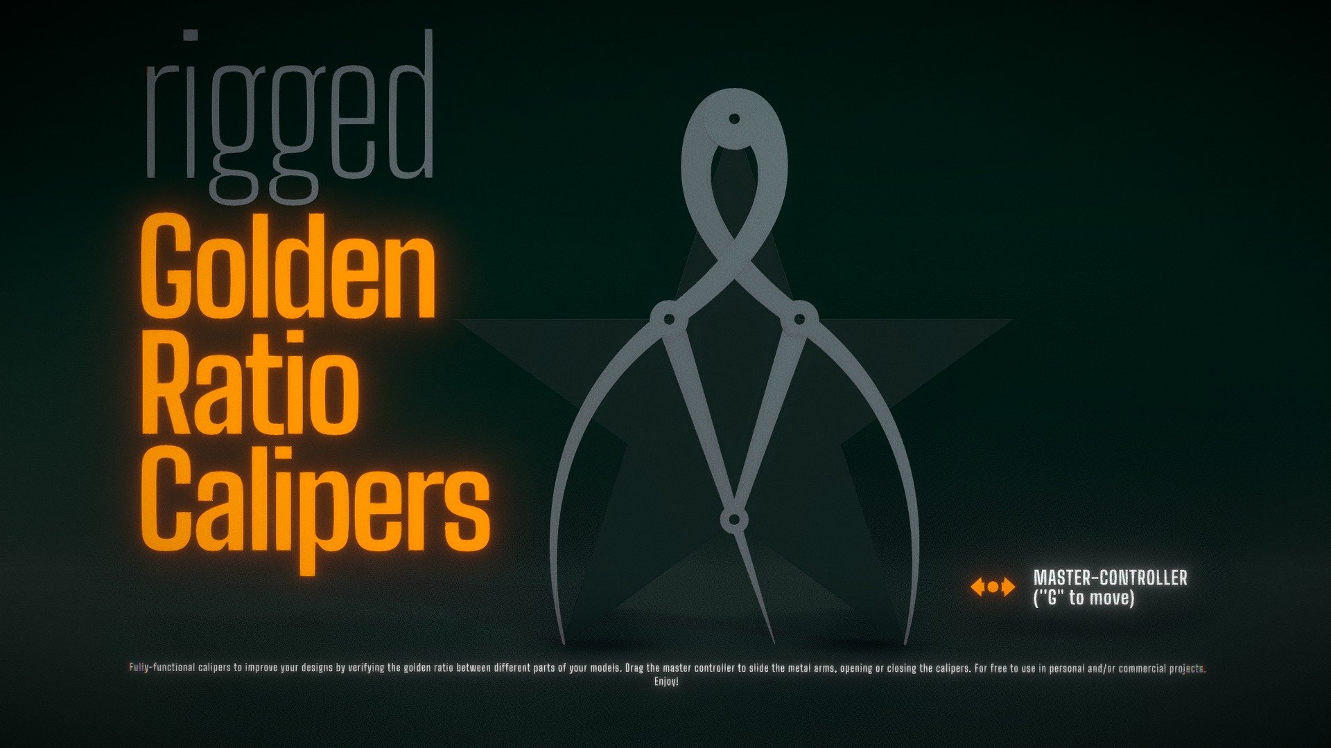 Golden Ratio Calipers (rigged Blender model)