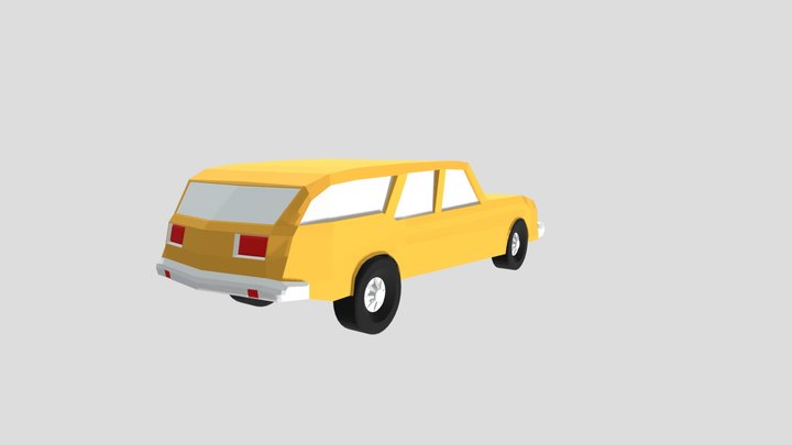 Low Poly Old School Family Car 3D Model