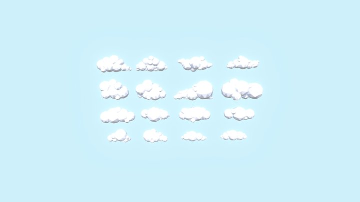 LowPoly Clouds 3D Model