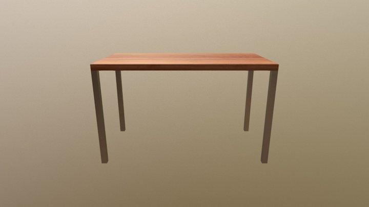 Table 1 - Wooden Table Metal Legs 3D Model