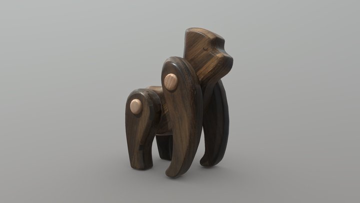Art Wooden Gorilla 3D Model