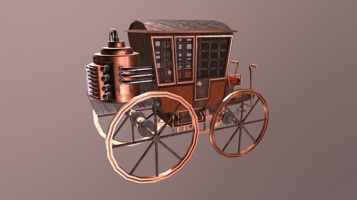 Steampowered Horse Carriage 3D Model