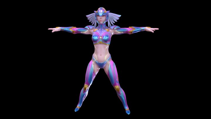 Futuristic female armor 3d model T-pose – Gratis 3D-model STL