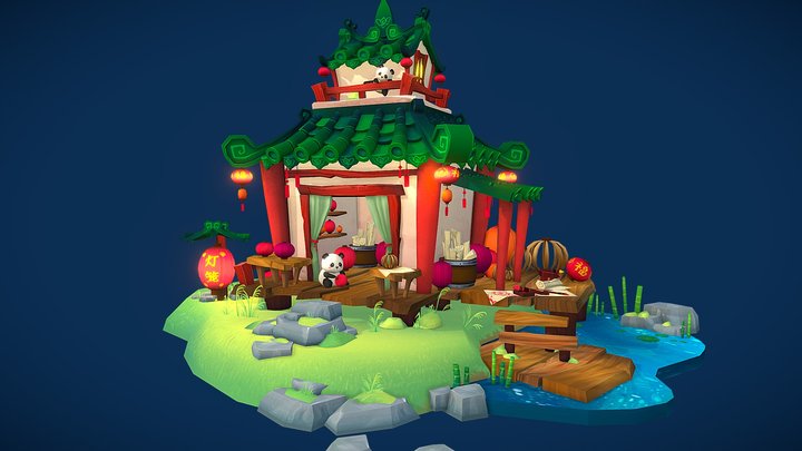 Chinese Lantern Shop 3D Model