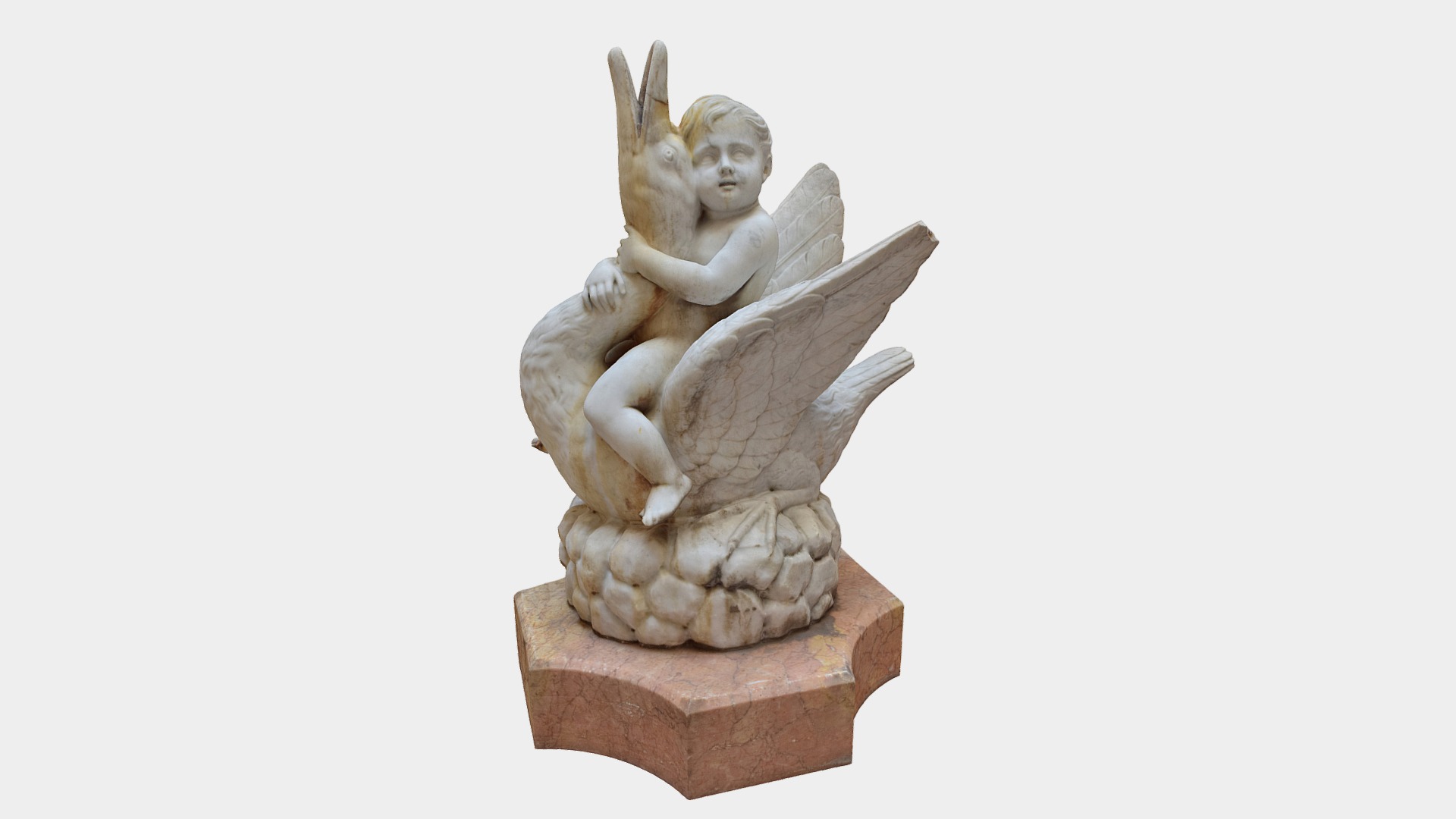 3D model Child with swan - This is a 3D model of the Child with swan. The 3D model is about a statue of a person holding a cross.