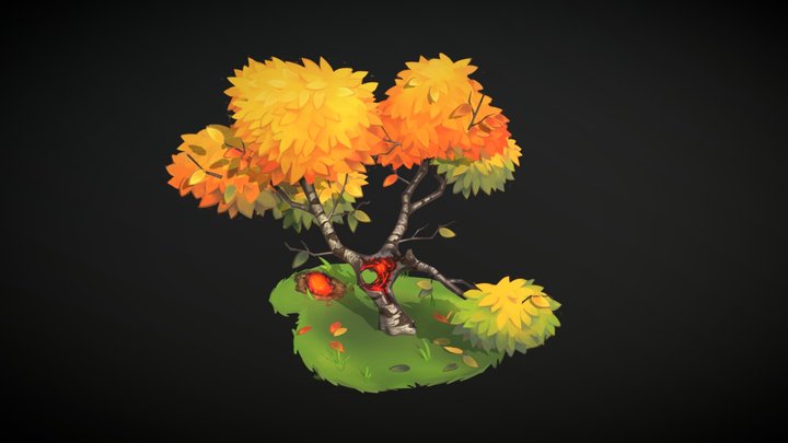 Scarred Birch Tree 3D Model