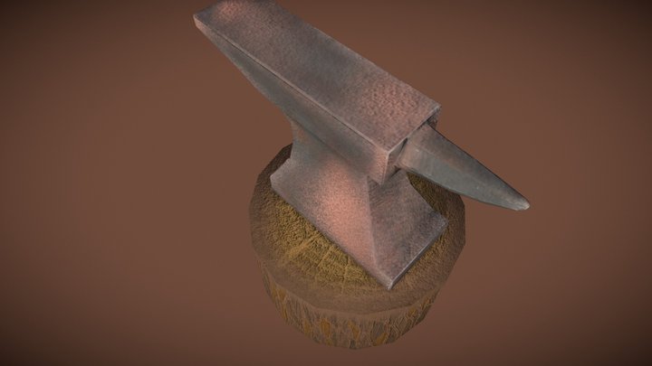 Anvil on stump low poly 3D Model