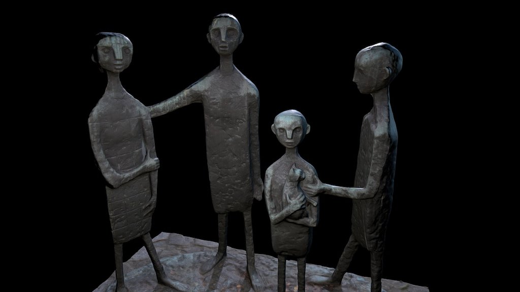 Weird sculptures: Kids with cat