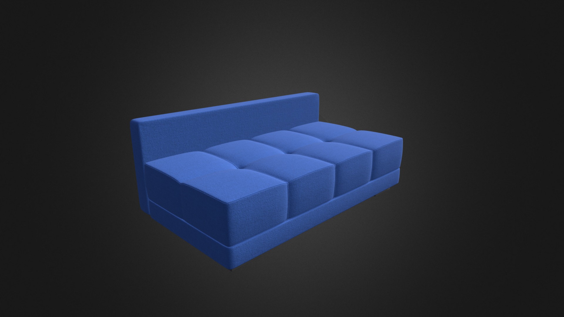 3D model Blue Armless Sofa - This is a 3D model of the Blue Armless Sofa. The 3D model is about a blue cube with a black background.