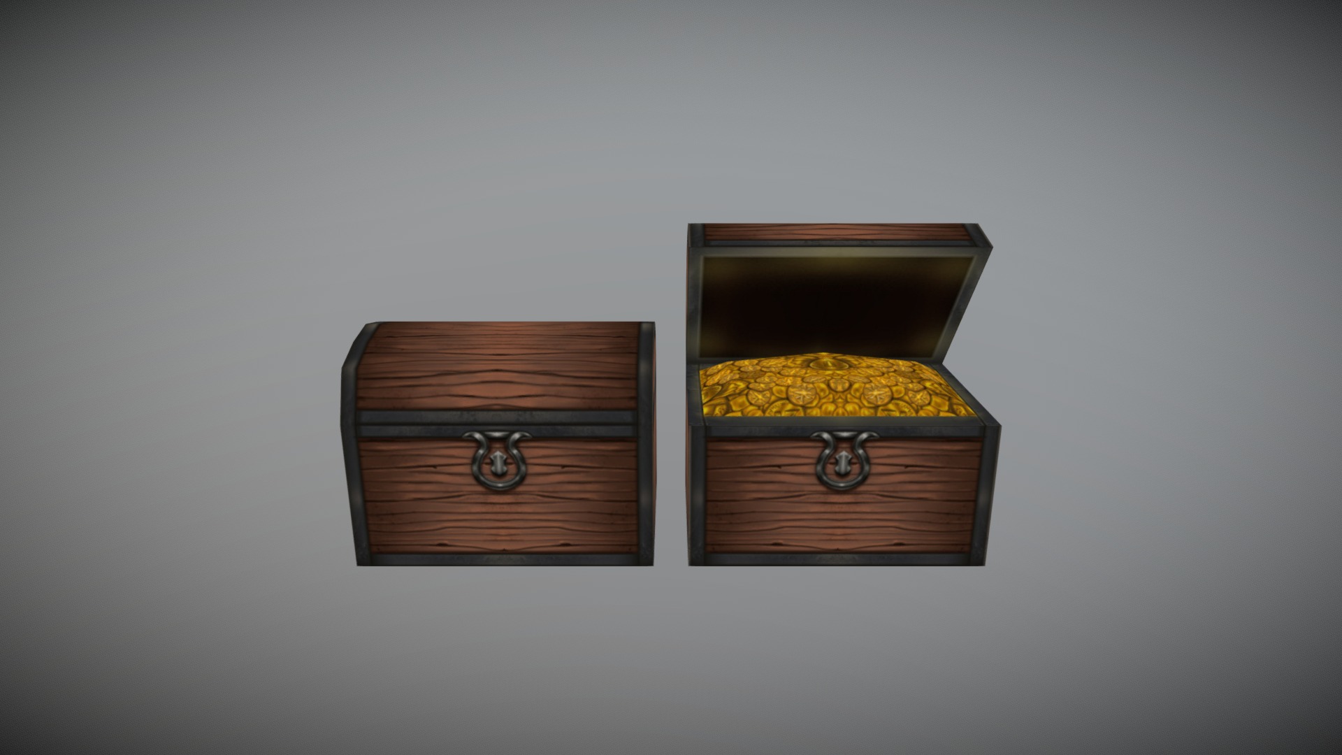 3D model Treasure Box - This is a 3D model of the Treasure Box. The 3D model is about two wooden rectangular objects with a yellow substance in them.